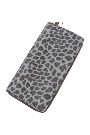 S17-1-2-HDG3980BK - LEOPARD PATTERN LEATHER ZIPPER WALLET-BLACK/6PCS (NOW $3.25 ONLY!)