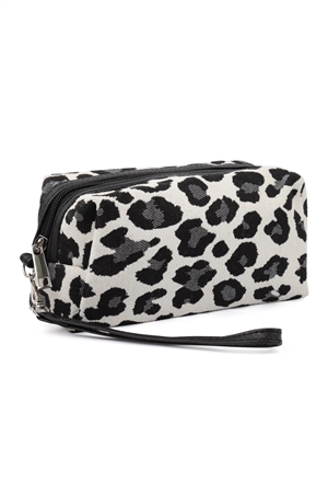 S21-3-1-HDG3983BK - RECTANGULAR LEOPARD PRINT COSMETIC POUCH-BLACK/6PCS