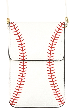 S18-3-1-HDG4048WT - BASEBALL CELLPHONE TRANSPARENT CROSSBODY BAG/6PCS