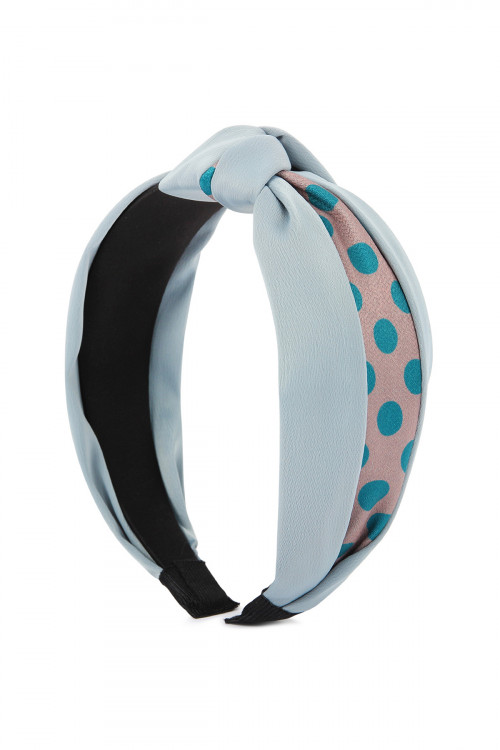 SA4-2-1-HDH2362BL BLUE HALF TONE POLKA DOTS TIED HAIR BAND/6PCS (NOW $1.00 ONLY!)