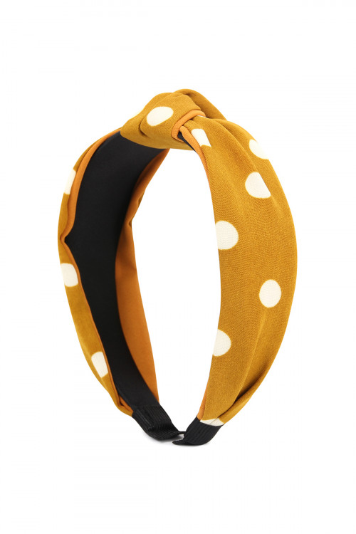 SA4-2-1-HDH2365MU MUSTARD POLKA DOTS TIED HAIR BAND/6PCS