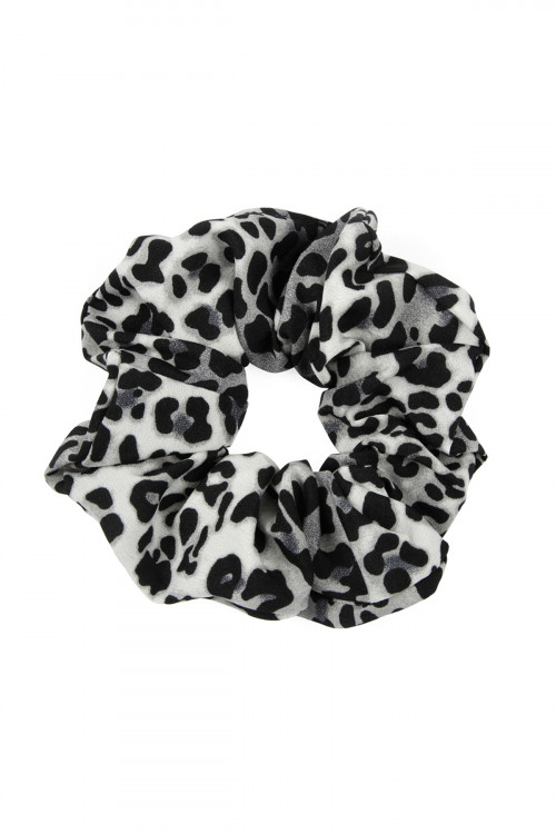 A2-1-2-HDH2374BK BLACK LEOPARD SCRUNCHIES HAIR TIE/6PCS