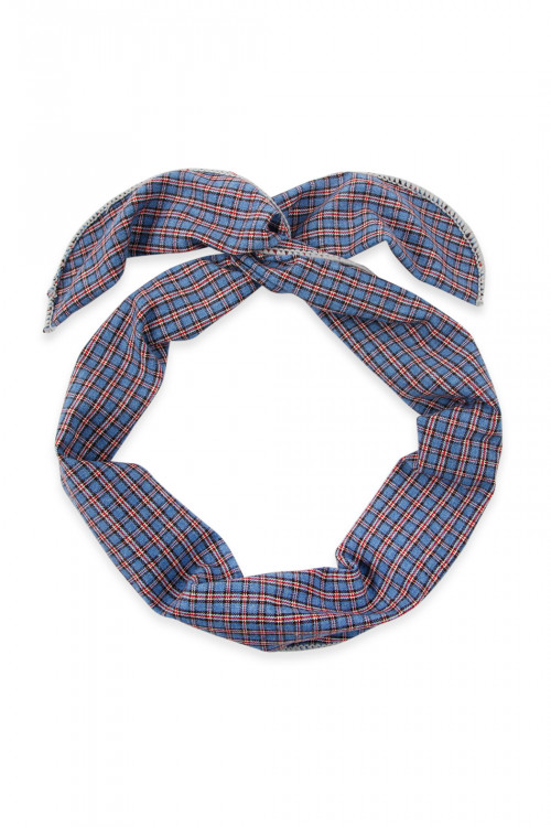 S4-6-4-HDH2448BL BLUE PLAID WIRE SCARF HEADBAND/6PCS