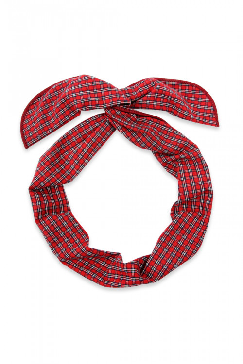 S4-6-4-HDH2448RD RED PLAID WIRE SCARF HEADBAND/6PCS