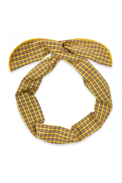 S5-5-5-HDH2448YW YELLOW PLAID WIRE SCARF HEADBAND/6PCS