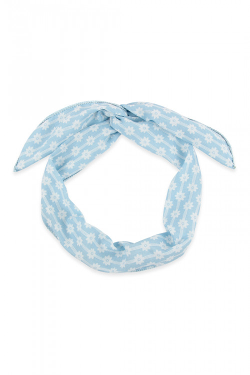 SA4-2-2-HDH2449BL BLUE FLORAL PRINT WIRE SCARF HEADBAND/6PCS