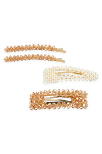S19-8-1-HDH2623TP TAUPE GLASS BEADS AND PEARL HAIR PIN SET/6SETS (NOW $1.75 ONLY!)