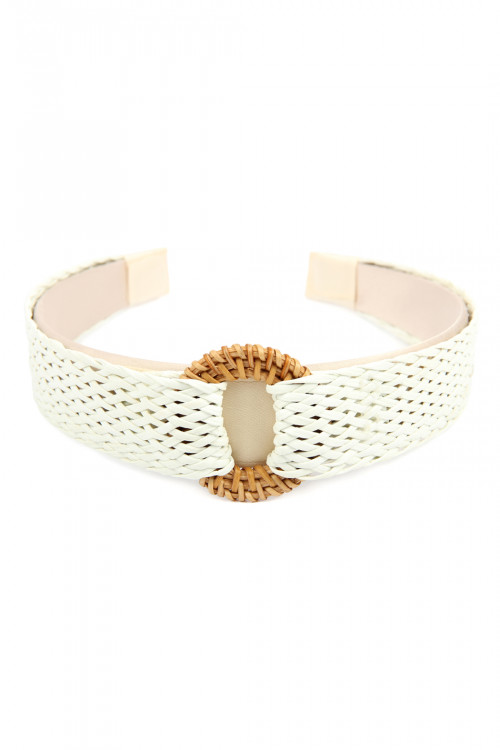 S3-10-2-HDH2633NA NATURAL WEAVED FIBER WITH DISC WEAVED RAFFIA HEADBAND/6PCS (NOW $2.50 ONLY!)