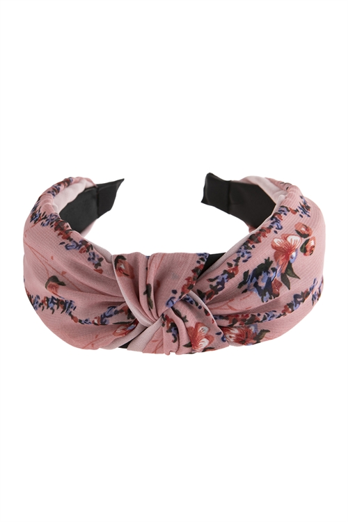 S5-5-5-HDH2794PK NATURAL FLORAL FABRIC PRINTED KNOTTED HEADBAND/6PCS