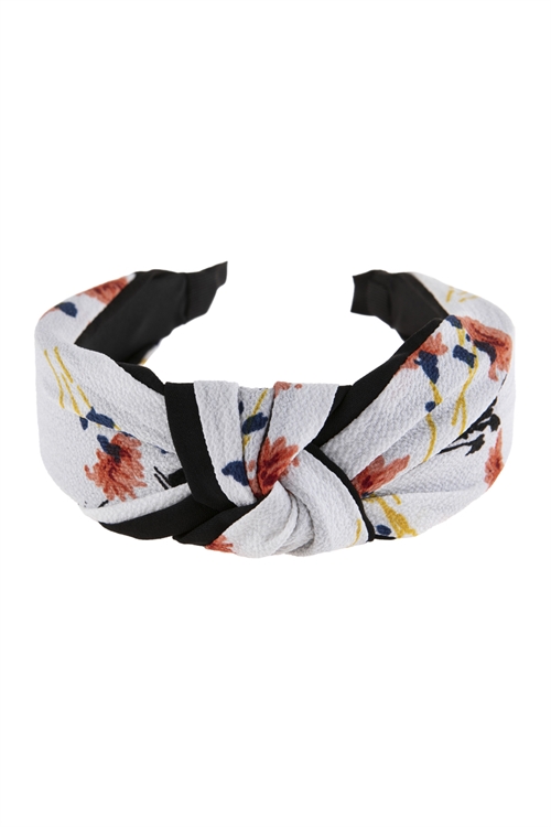A2-3-1-HDH2799NA NATURAL FLORAL PRINTED KNOTTED FABRIC HEADBAND/6PCS
