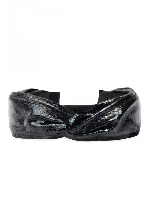 A3-2-2-HDH2802BK BLACK SNAKE SKIN PRINTED KNOTED HEADBAND/6PCS