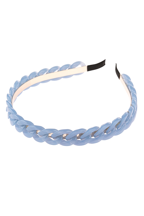 S22-9-3-HDH3040BL-ACRYLIC CHAIN HEADBAND-BLUE/6PCS