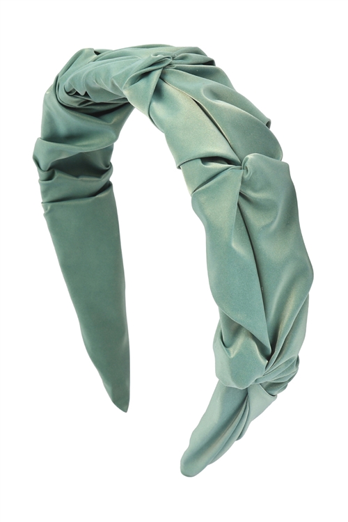 S20-4-4-HDH3130GR-WRINKLED FASHION HEAD BAND-GREEN/6PCS
