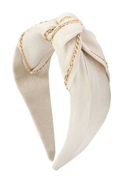 S20-1-4-HDH3136BG-CHAIN FABRIC FASHION HEAD BAND-BEIGE/6PCS