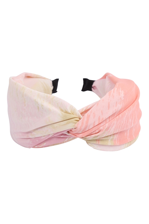 S29-2-4-HDH3251PK-KNOTTED FABRIC COATED HEAD BAND-PINK/6PCS