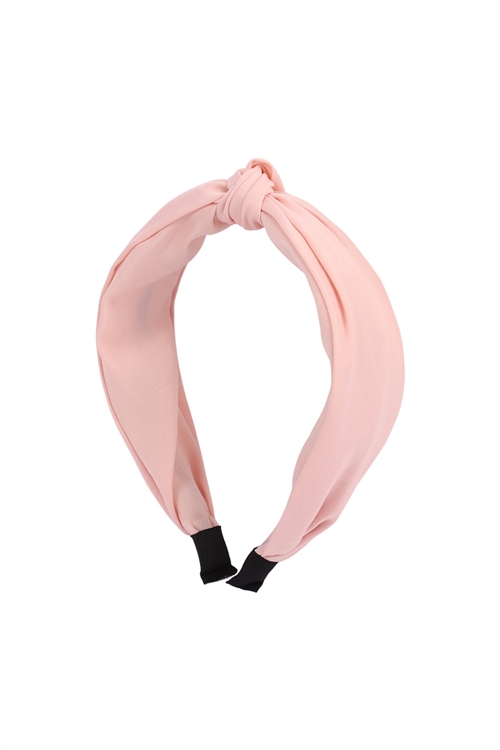S29-1-5-HDH3254PK-KNOTTED FABRIC COATED HEAD BAND-PINK/6PCS
