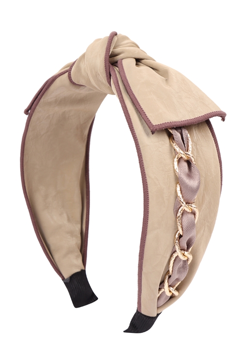 S29-8-4-HDH3258GL-CLOTH RIBBON HEAD BAND-BEIGE/6PCS (NOW $1.00 ONLY!)