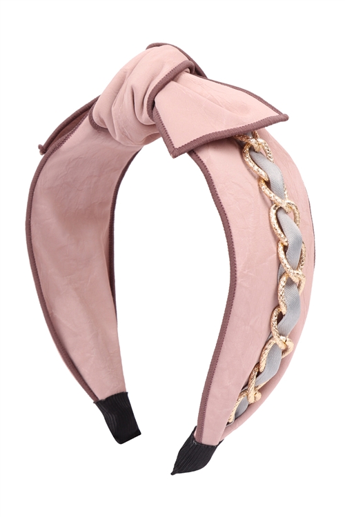 S22-13-5-HDH3258PK-CLOTH RIBBON HEAD BAND-PINK/6PCS (NOW $1.00 ONLY!)