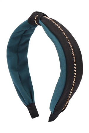 S28-8-3-HDH3260BK-KNOT WITH CHAIN ACCENT HEADBAND-BLACK/6PCS  (NOW $ 1.25 ONLY!)