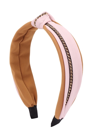 S29-7-3-HDH3260PK-KNOT WITH CHAIN ACCENT HEADBAND-PINK/6PCS  (NOW $ 1.25 ONLY!)