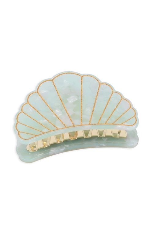 S29-9-1-HDH3294-SEASHELLS HAIR CLAW CLIP-MINT/6PCS