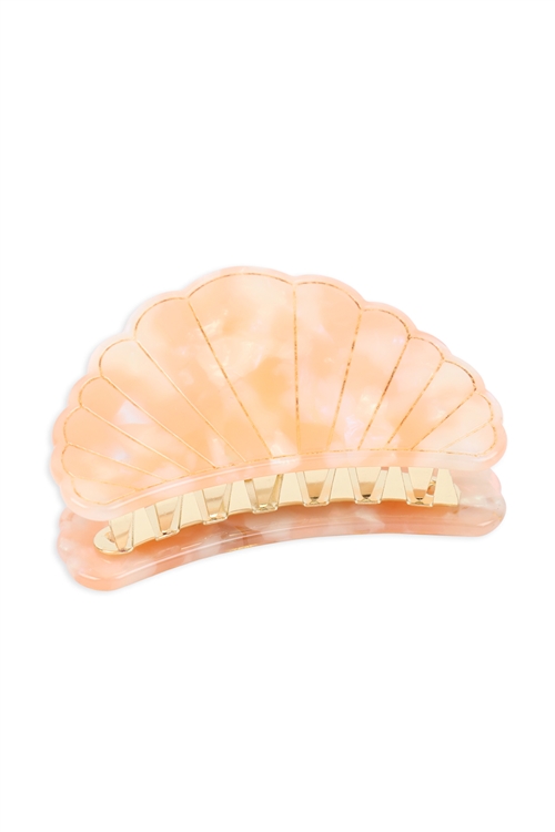 S29-9-1-HDH3294LPK-SEASHELLS HAIR CLAW CLIP-LIGHT PINK/6PCS