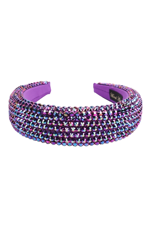 S29-2-3-HDH3297PU-RHINESTONE FABRIC COATED HEAD BAND-PURPLE/6PCS