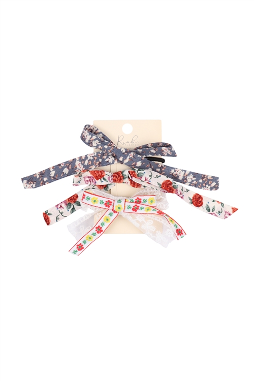 S23-6-2-HDH3332WT-FLORAL RIBBON HEADBAND-WHITE/6PCS