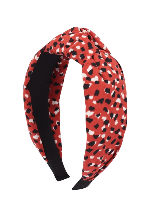 S25-5-3-HDH3380-2-ANIMAL PRINT KNOTTED HEADBAND - LEOPARD CORAL/6PCS