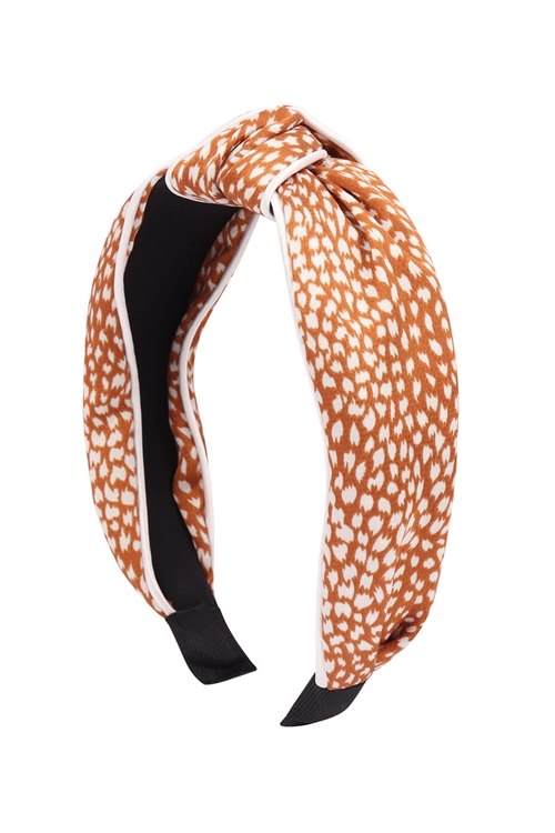 S25-5-3-HDH3380-5-ANIMAL PRINT KNOTTED HEADBAND - CHEETAH MUSTARD/6PCS