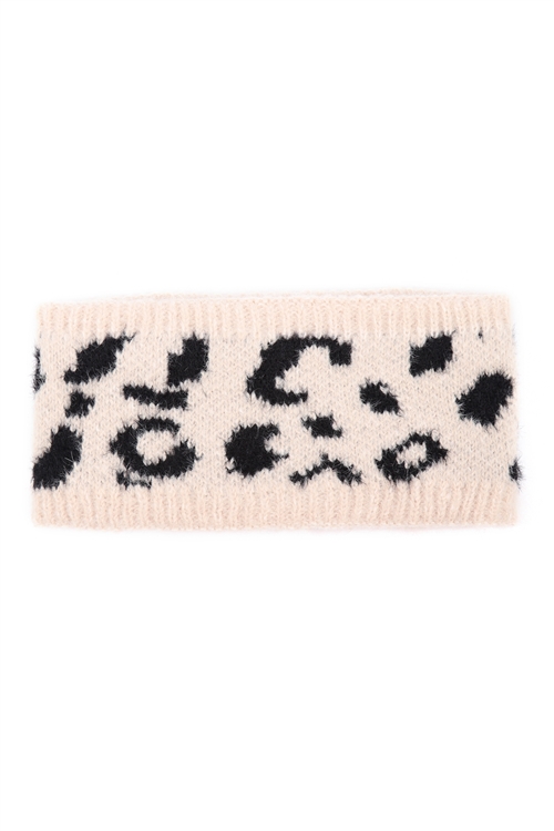 S23-11-3-HDH3430IV - LEOPARD KNIT HEADBAND - IVORY/6PCS (NOW $1.50 ONLY!)