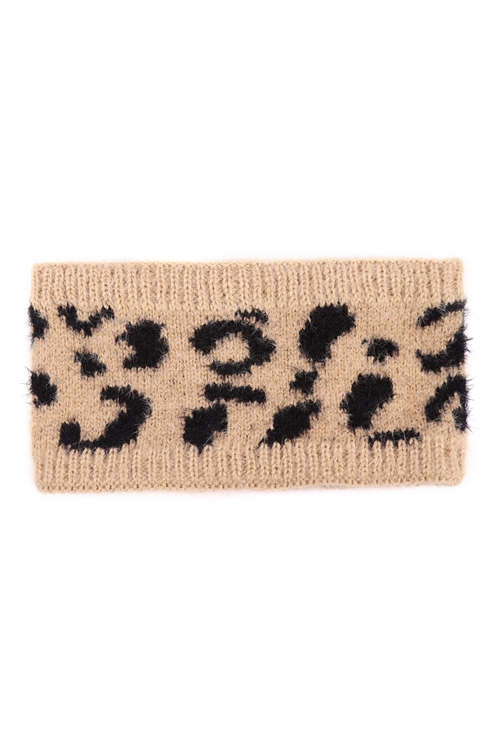 S17-5-2-HDH3430LBR - LEOPARD KNIT HEADBAND - LIGHT BROWN/6PCS (NOW $1.50 ONLY!)