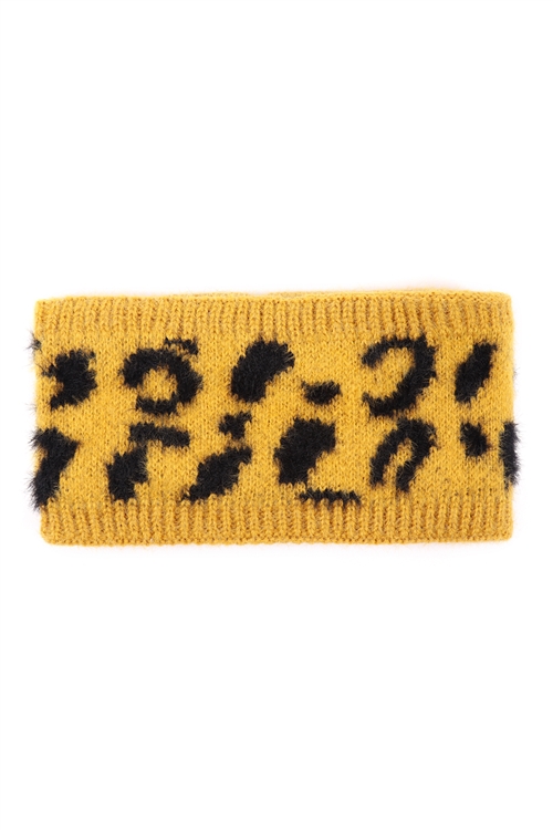 S23-11-4-HDH3430YW - LEOPARD KNIT HEADBAND - YELLOW/6PCS (NOW $1.50 ONLY!)