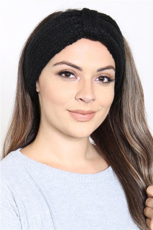 S2-10-5-HDH3431BK - KNOTTED KNIT HEADBAND - BLACK/6PCS