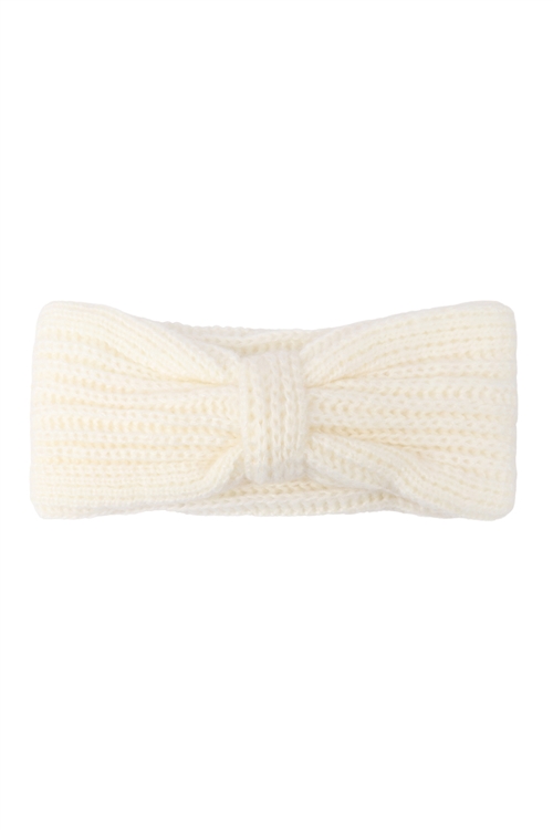 SA3-7-4-HDH3431WT - KNOTTED KNIT HEADBAND - WHITE/6PCS (NOW $1.50 ONLY!)