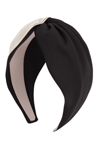S25-2-5-HDH3696BK - TWO TONE TWISTED FABRIC HEADBAND HAIR ACCESSORIES - BLACK /6PCS (NOW $ 1.25 ONLY!)