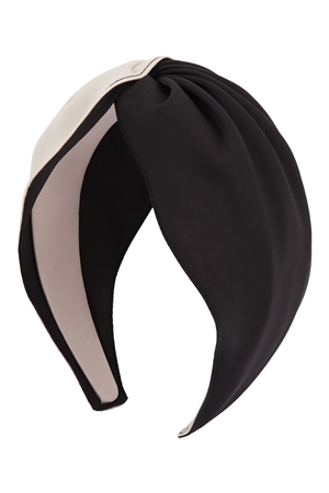 S25-2-5-HDH3696BK - TWO TONE TWISTED FABRIC HEADBAND HAIR ACCESSORIES - BLACK /6PCS (NOW $ 1.25 ONLY!)