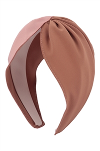 S25-2-5-HDH3696LBR - TWO TONE TWISTED FABRIC HEADBAND HAIR ACCESSORIES - LIGHT BROWN/6PCS (NOW $ 1.25 ONLY!)