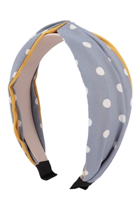 S26-6-5-HDH3699BL - POLKA DOT PRINT TWISTED HEADBAND HAIR ACCESSORIES - BLUE/6PCS (NOW $1.00 ONLY!)