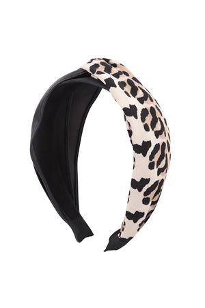 S2-5-1-HDH3780LBR - KNOTTED TWO TONE LEOPARD PU HEAD BAND HEAD ACCESSORIES-LIGHT BROWN/6PCS (NOW $2.00 ONLY!)