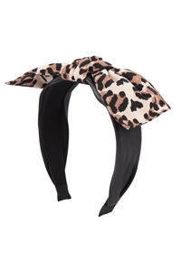 S23-13-5-HDH3781BR - BOW TIE CHEETAH  PRINT FASHION HEAD BAND HEAD ACCESSORIES-BROWN/6PCS  (NOW $ 1.25 ONLY!)