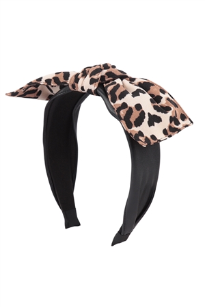 S23-13-5-HDH3781BR - BOW TIE CHEETAH  PRINT FASHION HEAD BAND HEAD ACCESSORIES-BROWN/6PCS  (NOW $ 1.25 ONLY!)