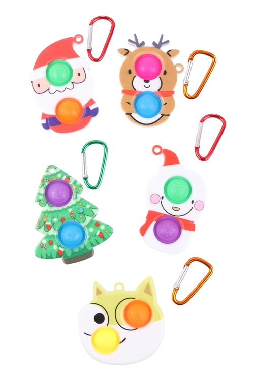 S29-2-3-HDK3506 - CHRISTMAS DIMPLE FIDGET SENSORY AND STRESS RELIEVER CUTE ASSORTED TOY KEYCHAIN/10PCS