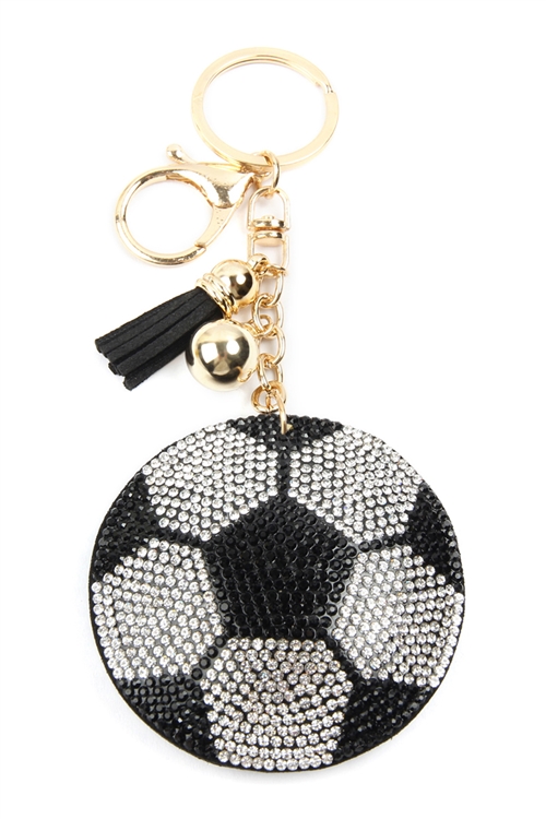 S21-8-5-HDK3732-1 - SOCCER SPORTS RHINESTONE KEYCHAIN/6PCS