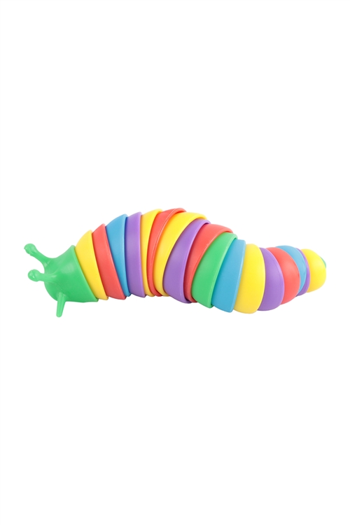 S18-13-1-HDM3719 - ARTICULATED SLUG FIDGET STRETCH SENSORY AND STRESS RELIEVER TOY- MULTICOLOR/6PCS