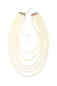 S18-12-2-HDN1365NA MULTILAYER ACRYLIC NATURAL NECKLACE & EARRING SET/6SETS