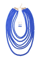 S24-8-1-HDN1365SP MULTILAYER ACRYLIC SAPPHIRE NECKLACE & EARRING SET/6SETS