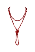 S24-5-2-HDN2209ABU IRIDESCENT BURGUNDY LONGLINE HAND KNOTTED NECKLACE/6PCS