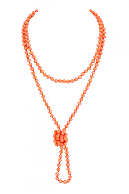 S19-4-1-HDN2209CO CORAL LONGLINE HAND KNOTTED NECKLACE/6PCS