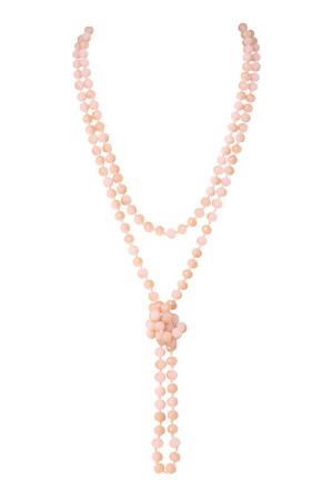 S5-6-1-HDN2209DPK LIGHT PINK LONGLINE HAND KNOTTED NECKLACE/6PCS